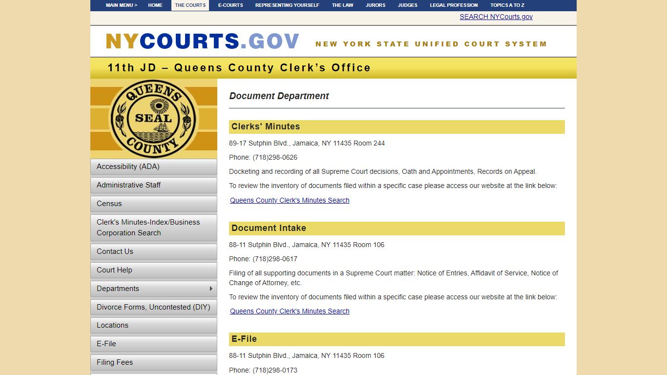 Document Department | NYCOURTS.GOV - Judiciary of New York